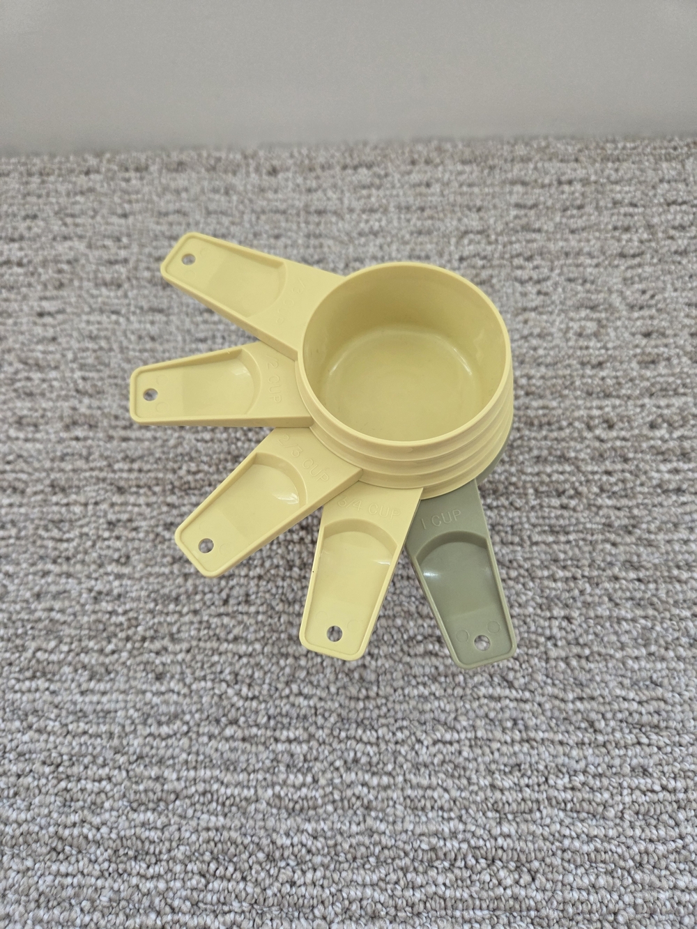 Vintage Tupperware Harvest Yellow and Avocado Green Measuring Cups Set of 6